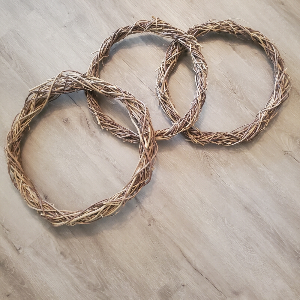 Set of Three Natural Woven Twig Wreaths